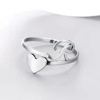 Silver Heart Initial Ring R