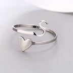 Silver Heart Initial Ring S