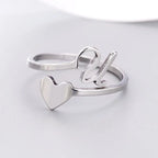 Silver Heart Initial Ring U