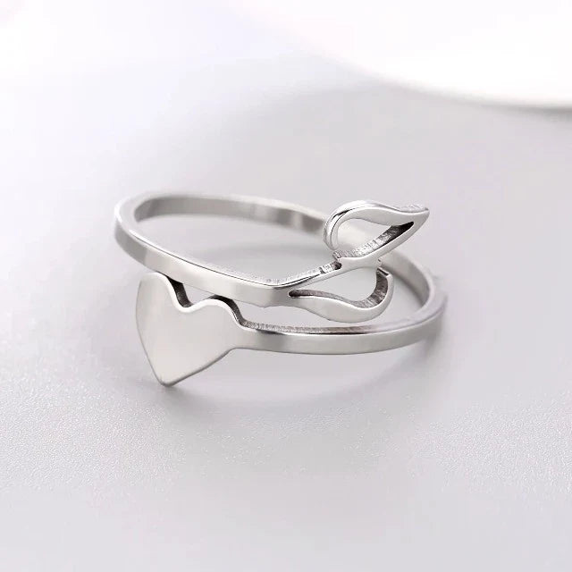Silver Heart Initial Ring Z