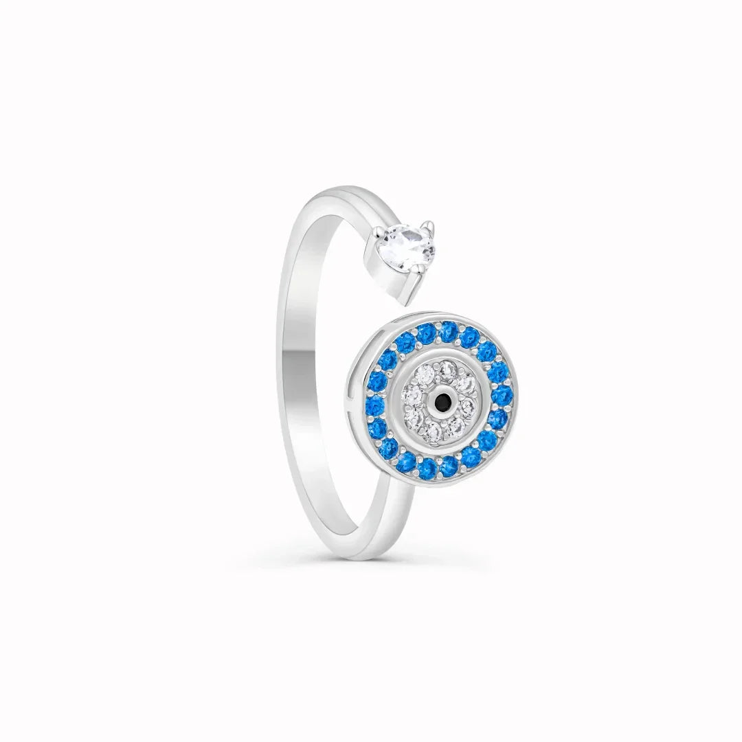Blue Evil Eye Anxiety Ring Turkish Greek Matiasma Mataki