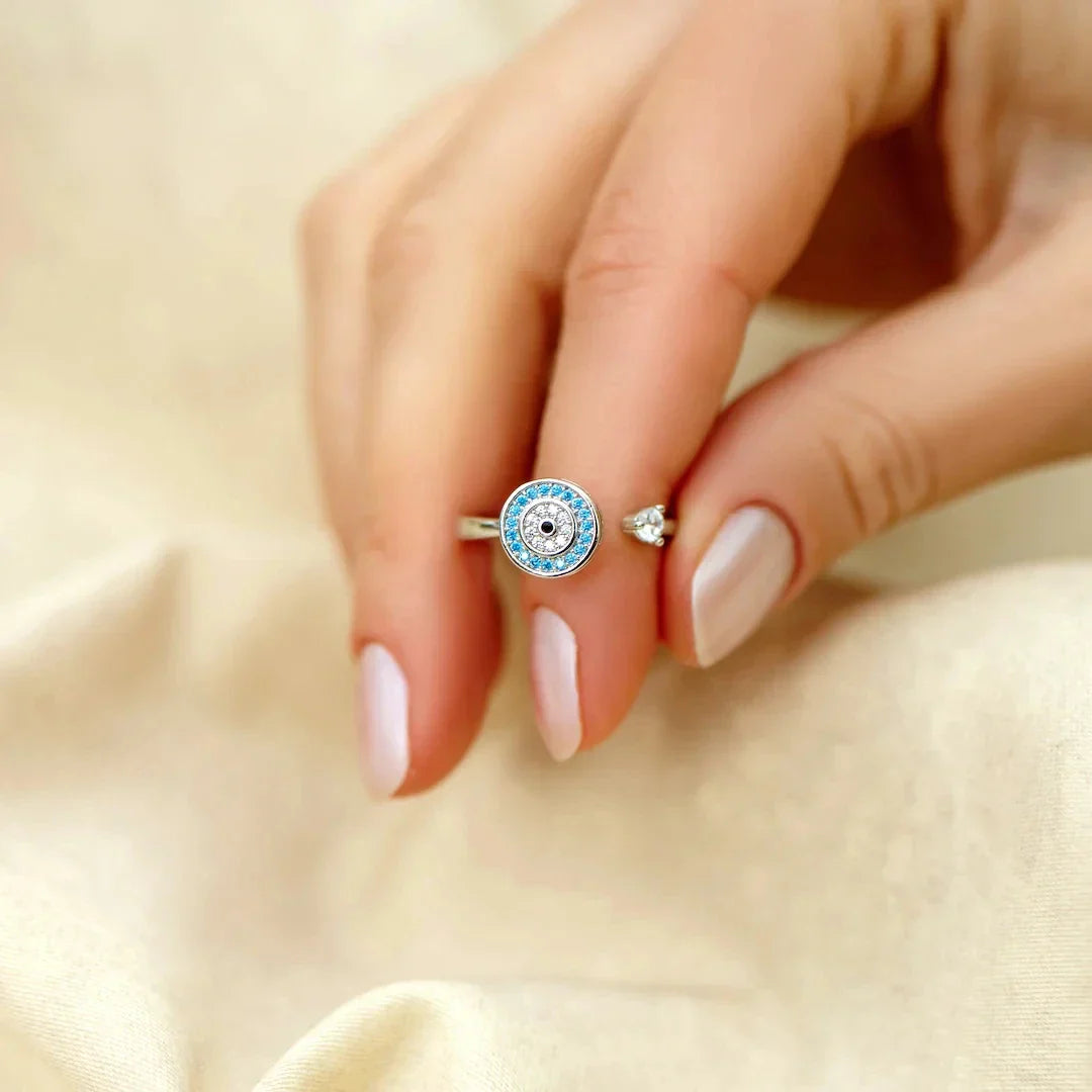 Blue Evil Eye Anxiety Ring Turkish Greek Matiasma Mataki
