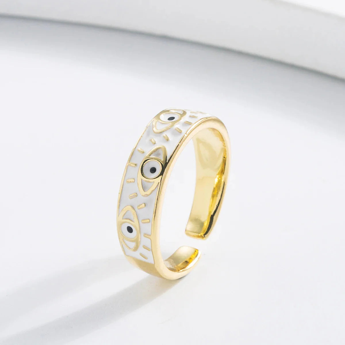 Blue Turkish Evil Eye Ring White Band