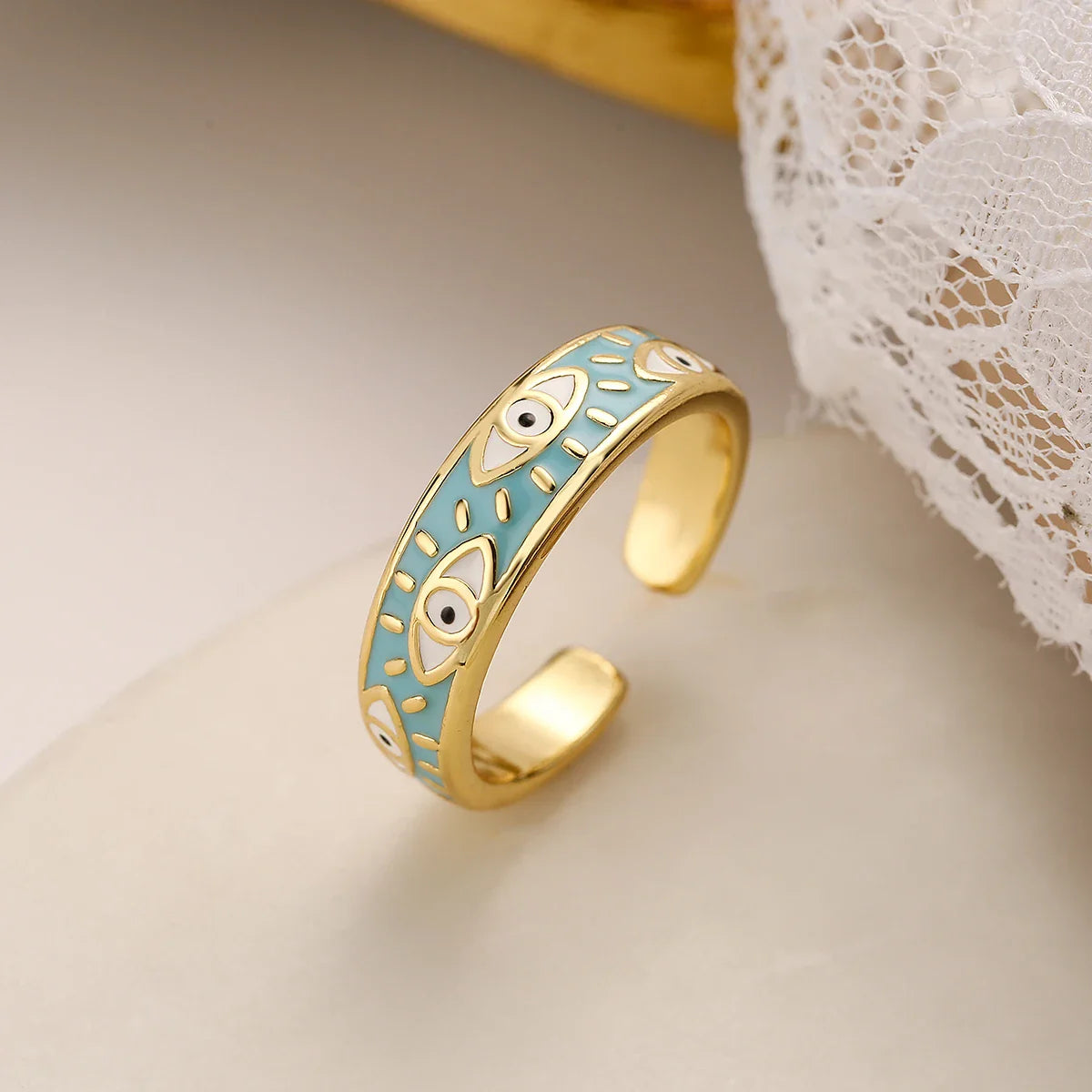 Blue Turkish Evil Eye Ring Turquoise Band