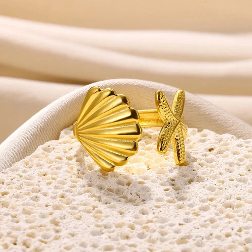 Shell and starfish ring