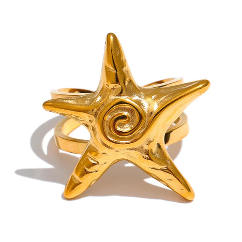 Gold Starfish Shell Ring for Women
