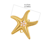 Gold starfish shell ring