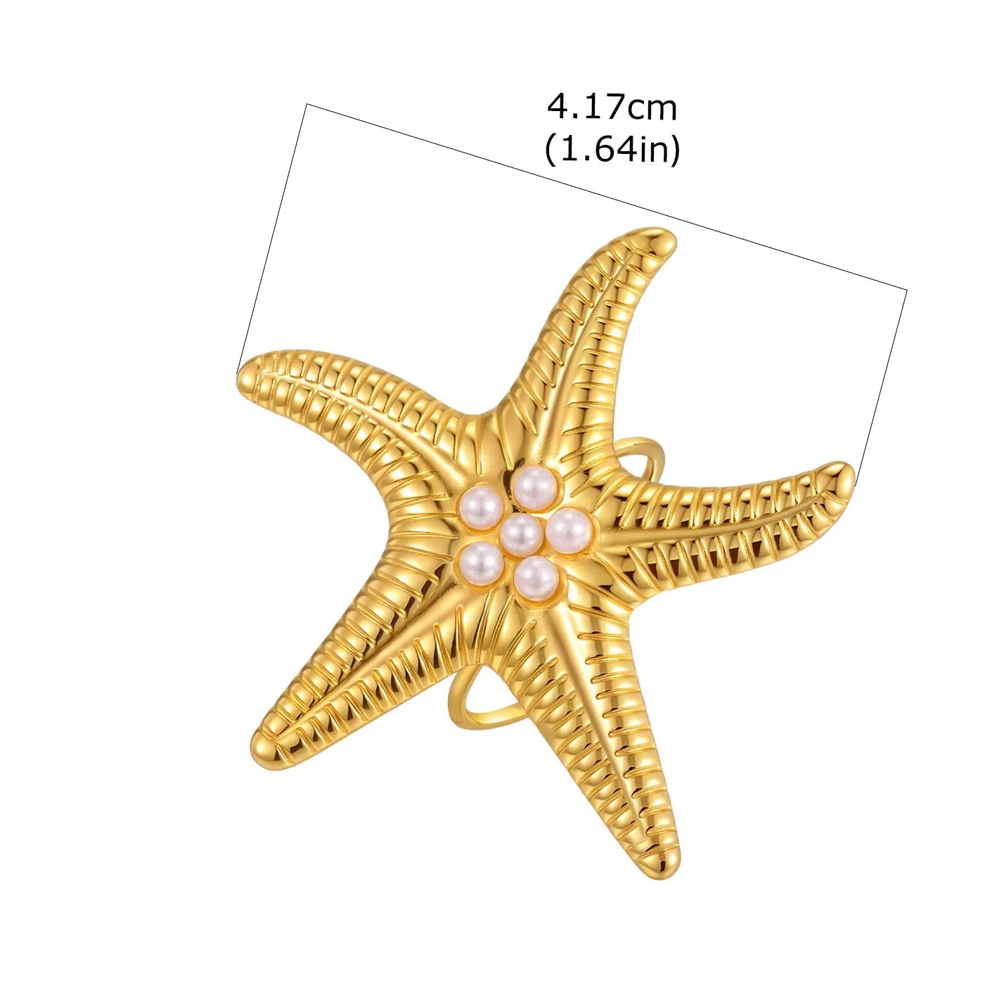 Gold starfish shell ring