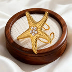 Gold starfish shell ring
