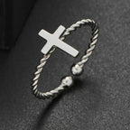 Cross Ring Interlaced Band silver