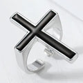 Black Gothic Cross Ring for Men Christian
