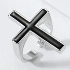 Black Gothic Cross Ring for Men Christian
