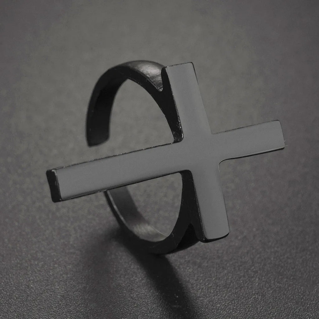 Men's Cross Signet Ring Black