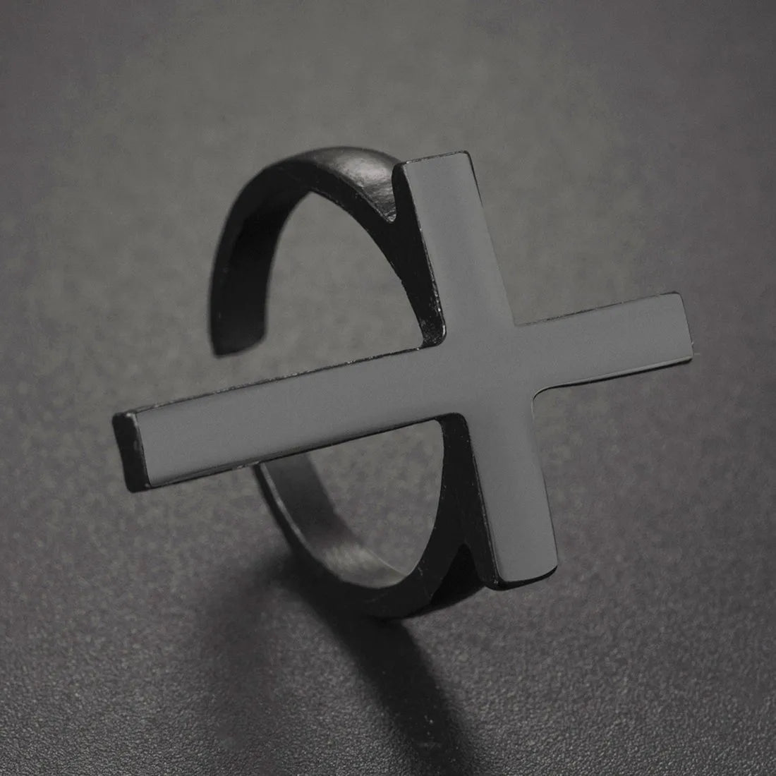 Men's Cross Signet Ring Black