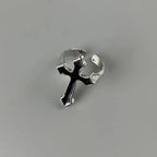Black Silver Men's Cross Ring