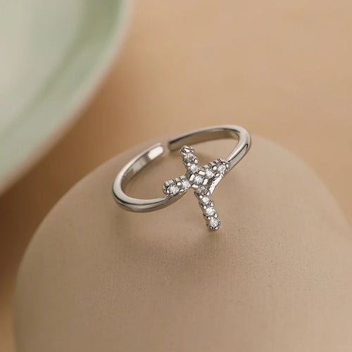 Cross Ring & Zircon Stone Women silver
