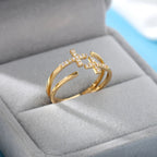 Christian Zircon Cross Ring for Women gold
