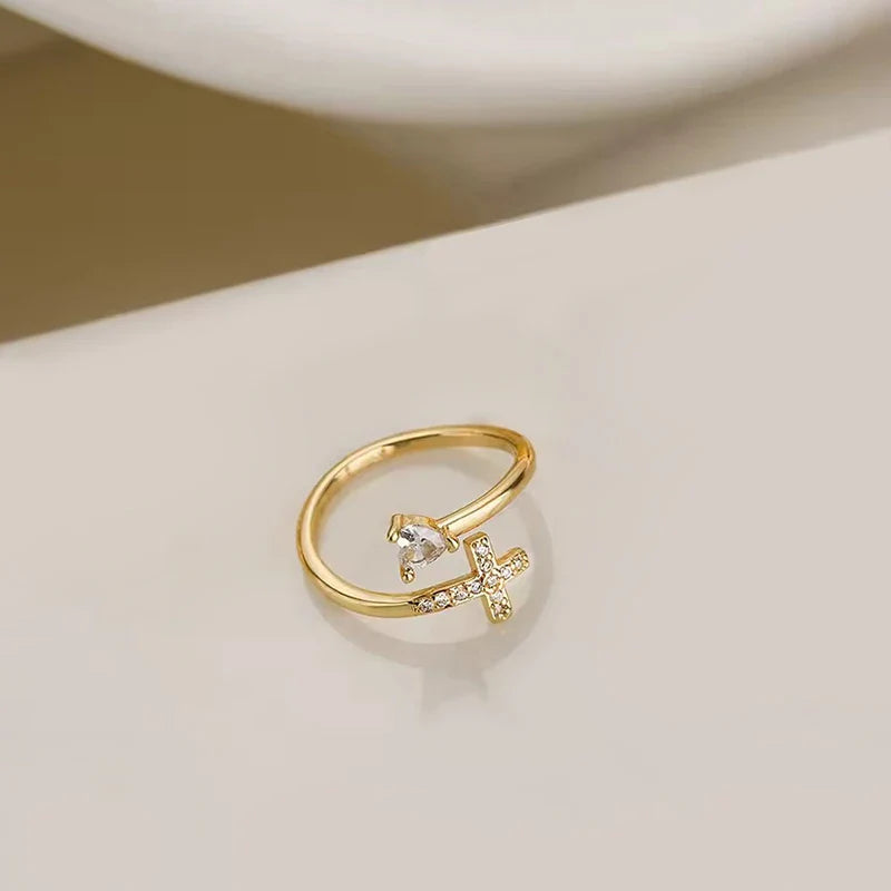 Cross & Zircon Ring for Women