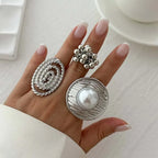 Baroque-Style Ring with White Pearl Silver