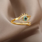 Diamond Ring against the Blue Greek Turkish Evil Eye Matiasma Mataki Gold