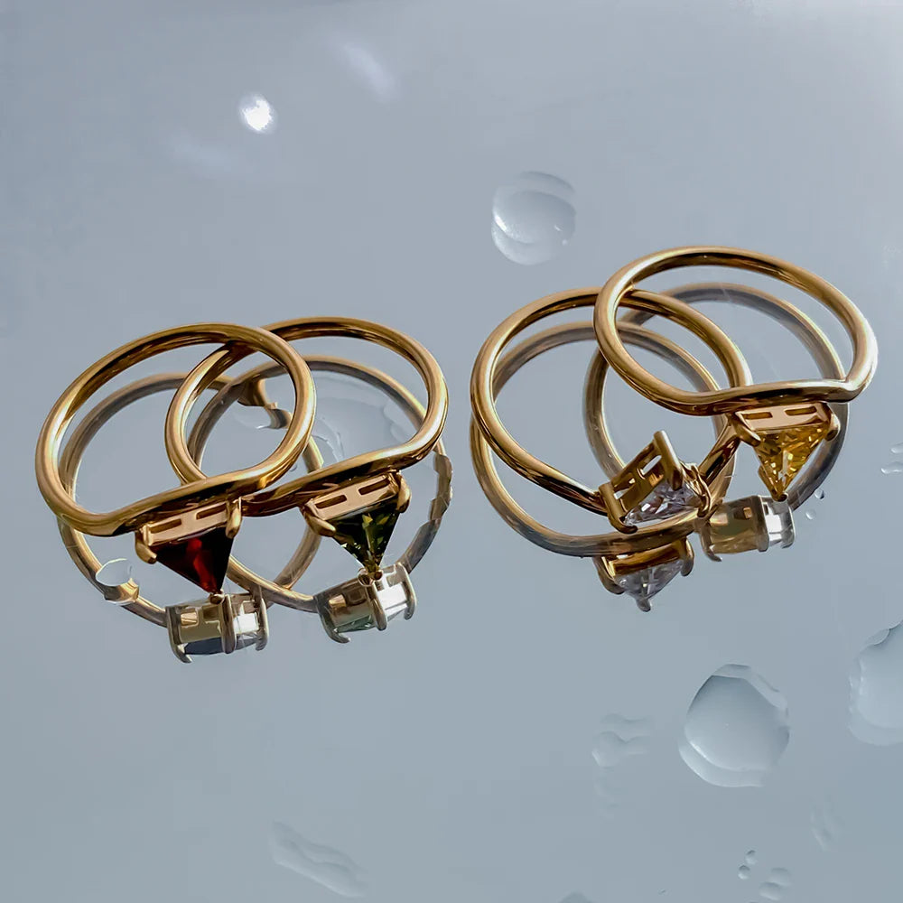 Gold ring with triangular birthstone November
