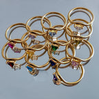 Gold ring with triangular birthstone 