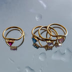 Gold ring with triangular birthstone