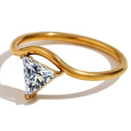 Gold ring with triangular birthstone April