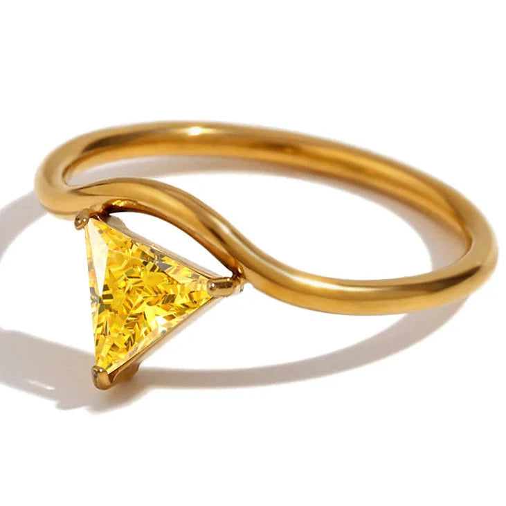 Gold ring with triangular birthstone November