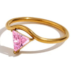 Gold ring with triangular birthstone October