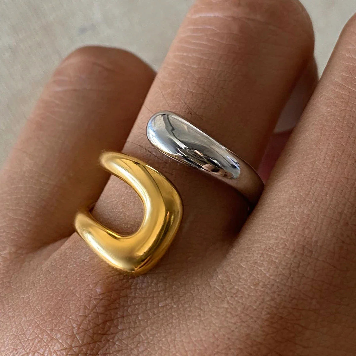 Gold and Silver Plated Openwork Water Drop Ring