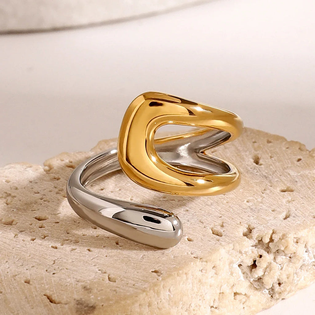 Gold and Silver Plated Openwork Water Drop Ring