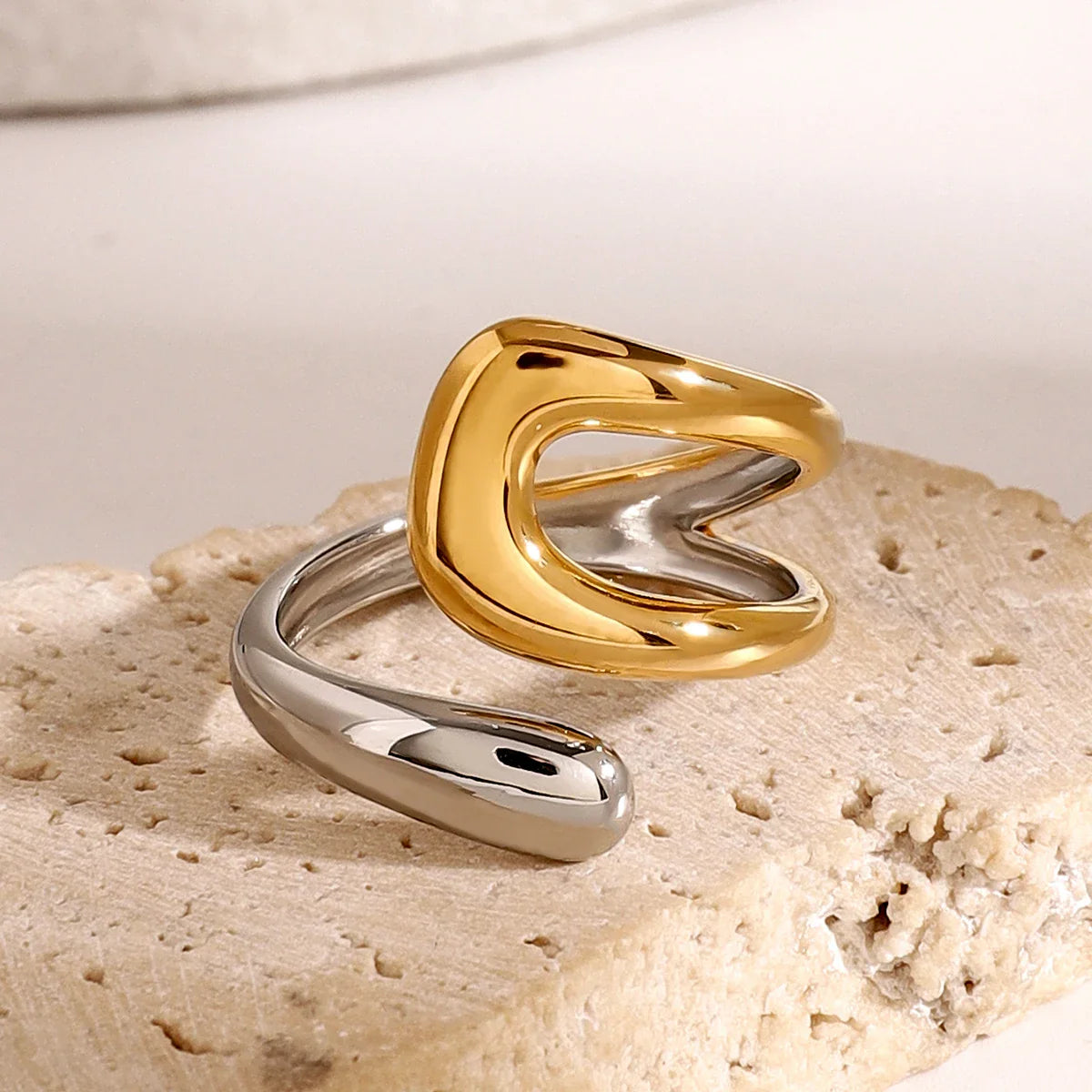 Gold and Silver Plated Openwork Water Drop Ring