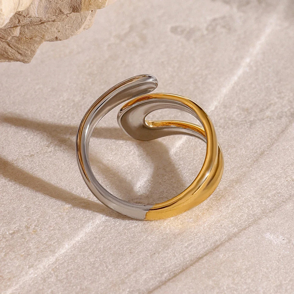 Gold and Silver Plated Openwork Water Drop Ring