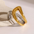 Gold and Silver Plated Openwork Water Drop Ring