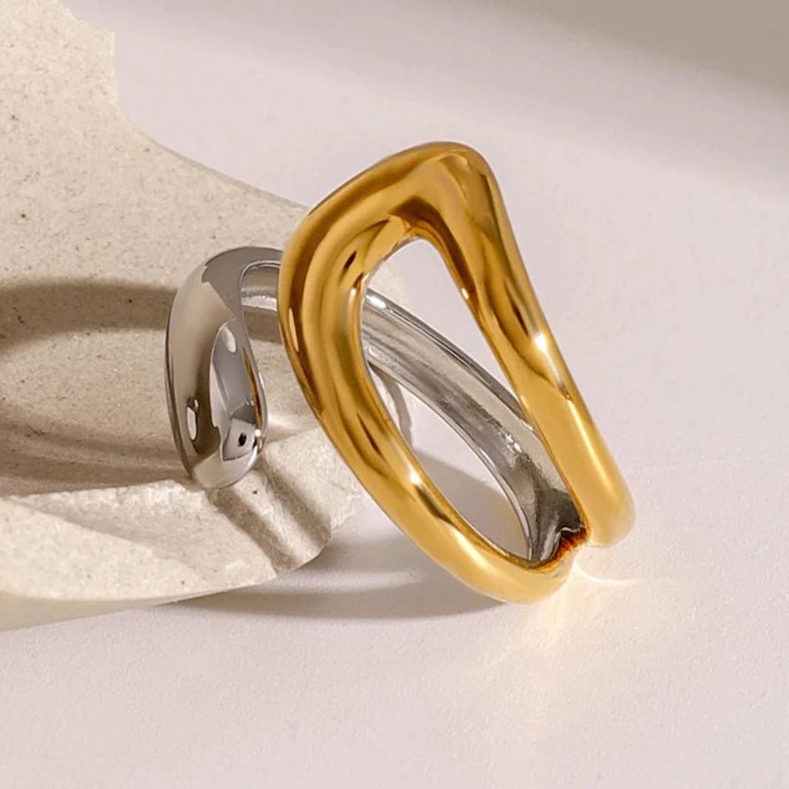 Gold and Silver Plated Openwork Water Drop Ring