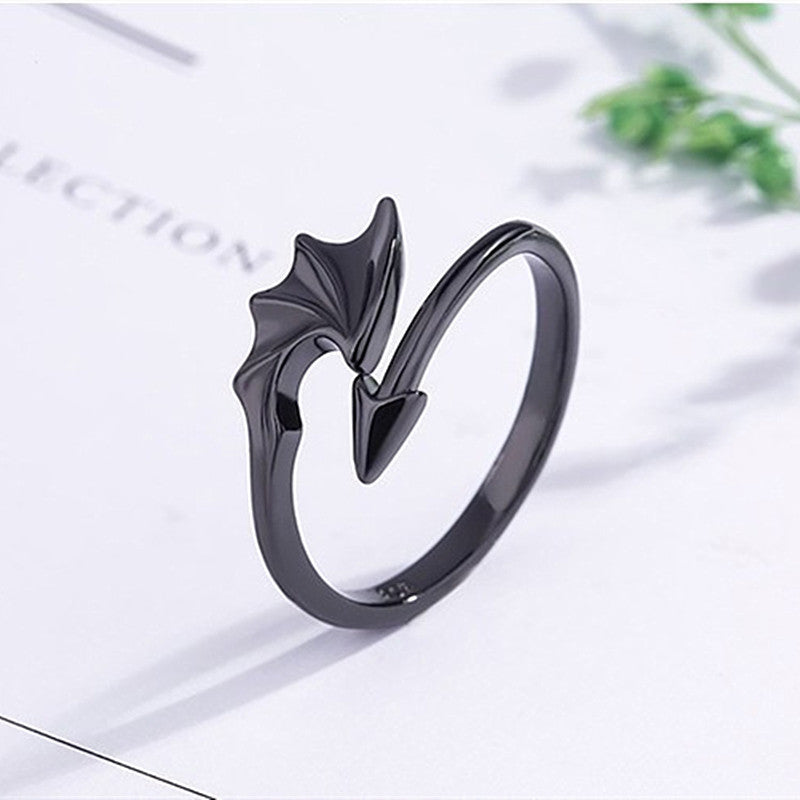 Dragon Ring Silver Men Women black