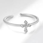 Elegant Ring with Zircon Cross