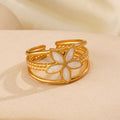 Elegant Ring with White Flower