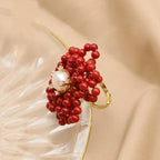 Coral Flower Ring with Pearls
