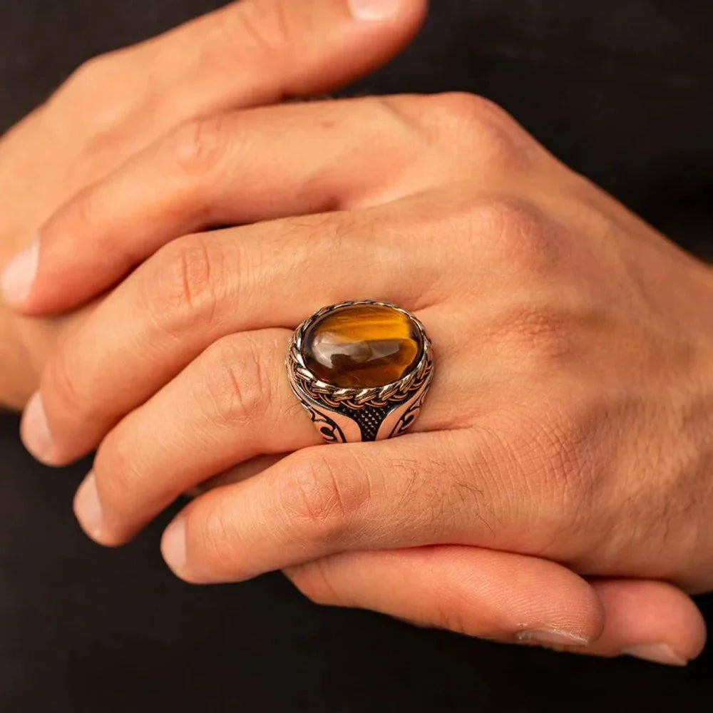 Tiger's Eye Stone Ring for Men or Women