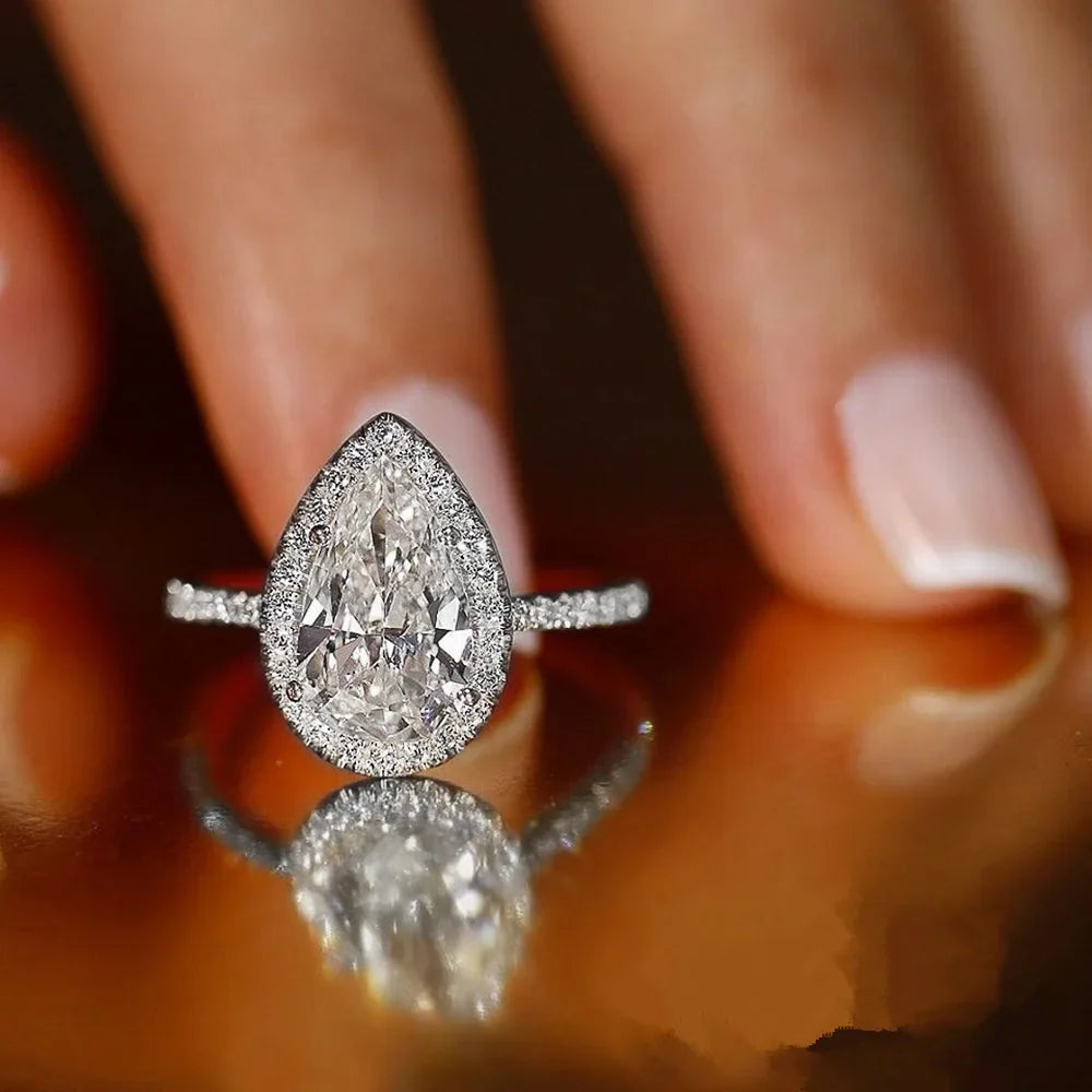 Water Drop Zircon Ring silver