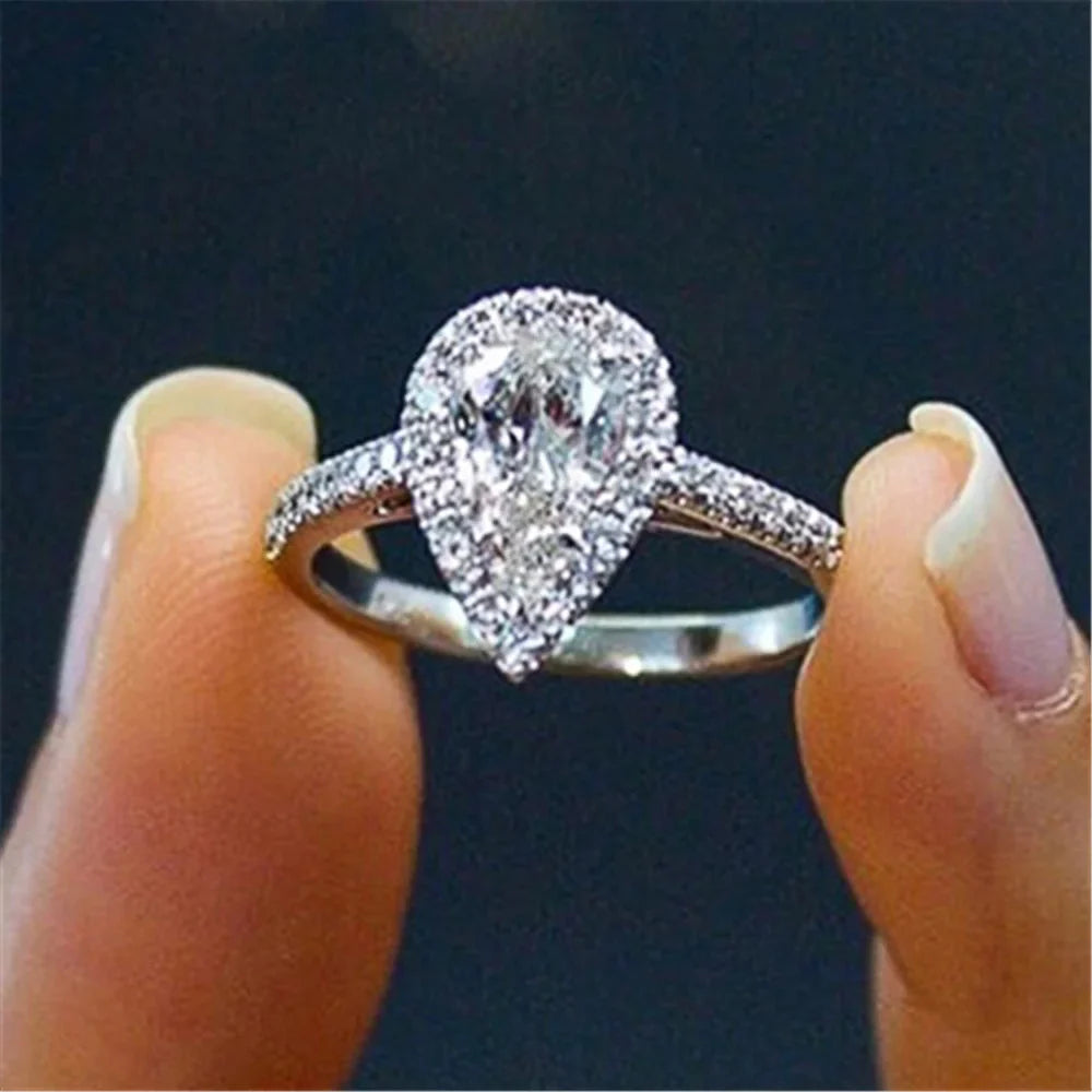 Water Drop Zircon Ring silver