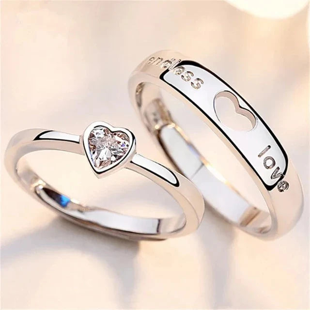 Endless Love Silver and Diamond Rings (Set of 2)