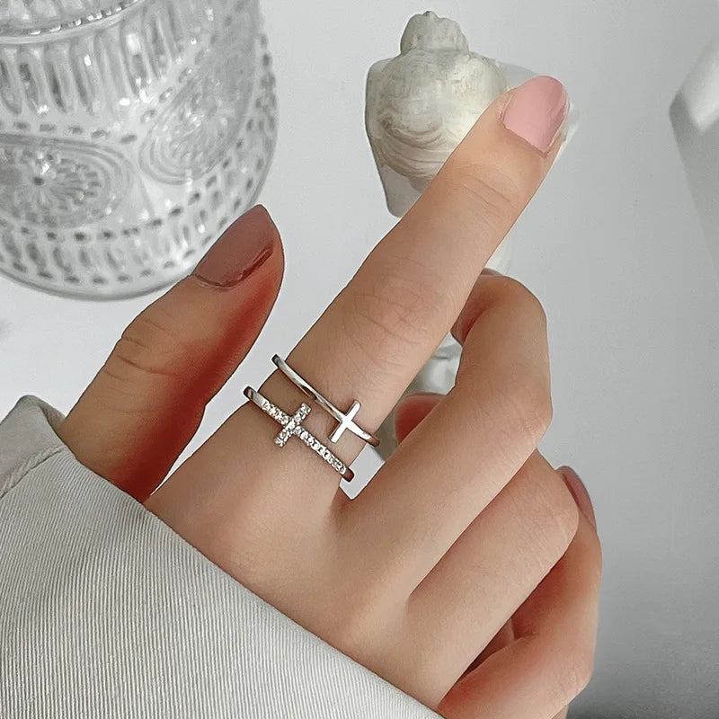 Women's Ring Cross Christian Silver Ring