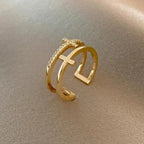 Women's Ring Cross Christian Gold Ring