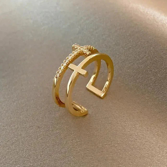 Women's Ring Cross Christian Gold Ring