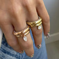 Fine Waterdrop Band Ring with Zircon Pearl 1