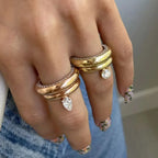 Fine Waterdrop Band Ring with Zircon Pearl 1