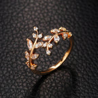 Autumn Zircon Laurel Leaf Ring in gold